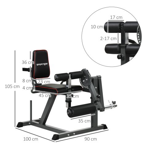 SPORTNOW Seated Leg Extension Machine, Adjustable Leg Raise Machine and Curl Machine with Plate Loaded for Hip, Thigh, Lower Body Workout