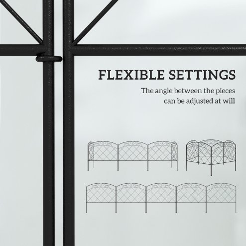 Outsunny Decorative Garden Fencing, 24 in x 9.8 ft Outdoor Picket Fence Panels, 5PCs Rustproof Metal Wire Landscape Flower Bed Border Edging Animal Barrier, Swirls