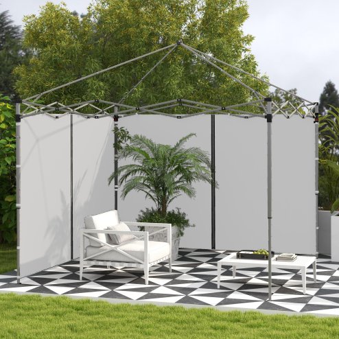Outsunny Gazebo Side Panels with Zipped Doors, for 3x3 m or 3x6 m Pop Up Gazebo, 2 Pack Sides Replacement, Light Grey