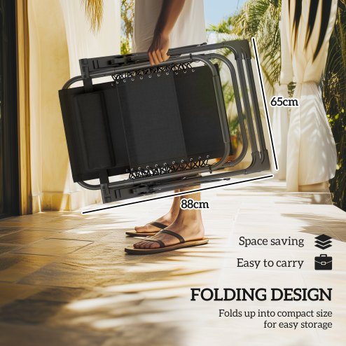 Outsunny Zero Gravity Chairs Set of 2, Folding Reclining Garden Chair, Outdoor Sun Lounger with Cushion, Garden Recliner Chairs with Headrest and Cup Phone Holder Tray for Beach, Brown