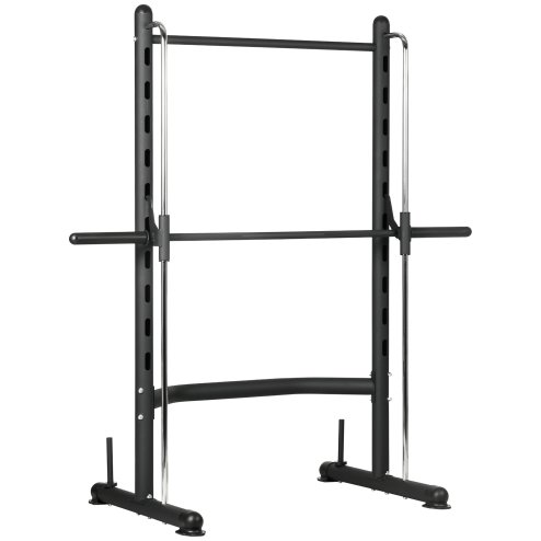 HOMCOM Smith Machine Squat Rack with Pull-Up Bar, Adjustable Weight Rack, Multi-Functional Weight Lifting Barbell Stand for Home, Gym, Strength Training