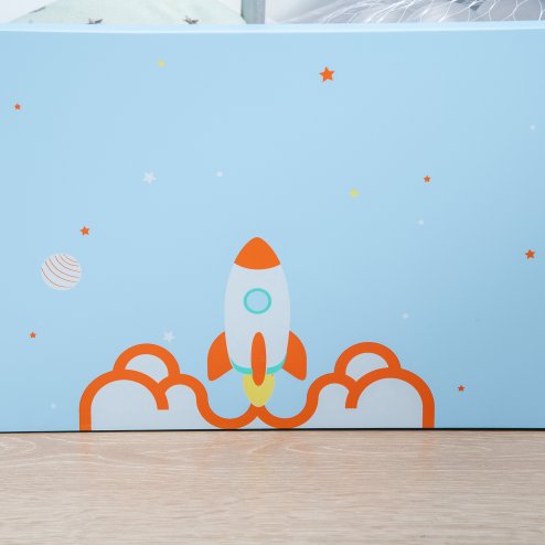 ZONEKIZ 2 in 1 Wooden Toy Box, Kids Storage Bench, Toy Chest with Safety Rod - Blue