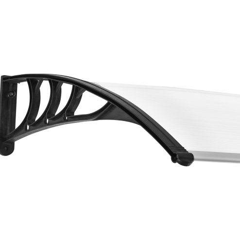 Outsunny Front Door Canopy Outdoor Awning Aluminium Rigid Plastic Polycarbonate Rain Shelter UV Water Rain Resistant 120 x 75cm White