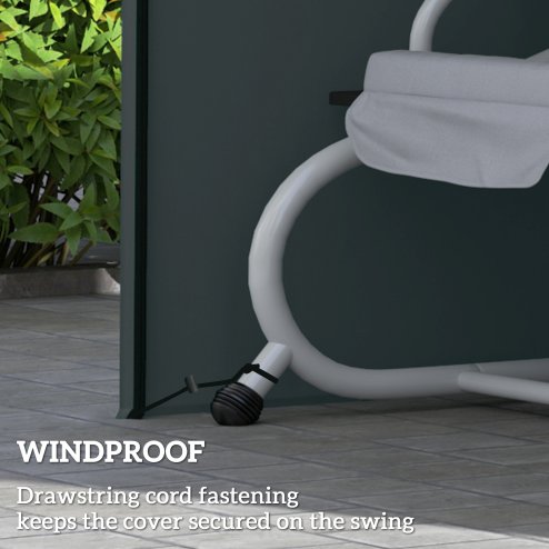 Outsunny 3 Seater Garden Swing Cover, Waterproof Swing Chair Cover, Windproof and Anti-UV 420D Outdoor Swing Bench Cover with Zip, 220 x 125 x 172cm, Grey