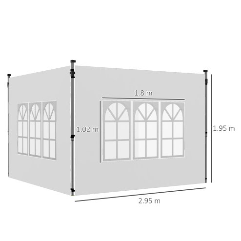 Outsunny Gazebo Side Panels with Window for 3x3(m) or 3x4m Pop Up Gazebo, 2 Pack Sides Replacement, White
