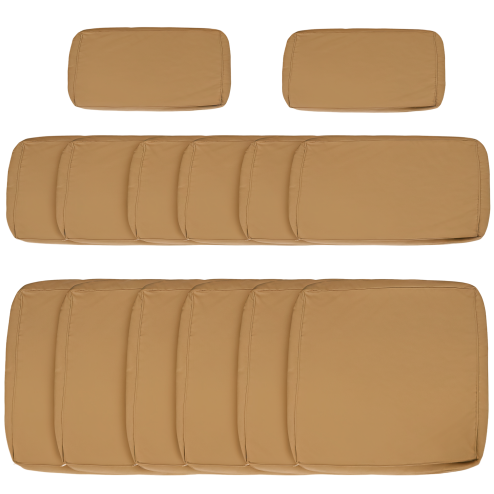 Outsunny Replacement Cushion Covers for Garden Sofa Set, Garden Rattan Sofa Cushion Polyester Cover Replacement Outdoor - No Cushion Included, Beige