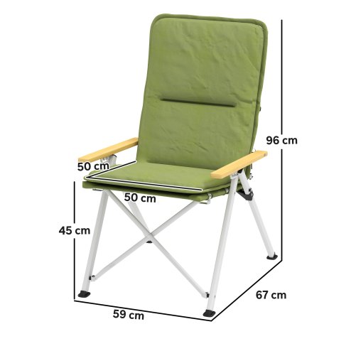 Outsunny Portable Camping Chair for Adults, High Back Folding Chair with Padded Seat and Carry Bag, Outdoor Recliner for Hiking, Fishing, Beach and Picnic, Green