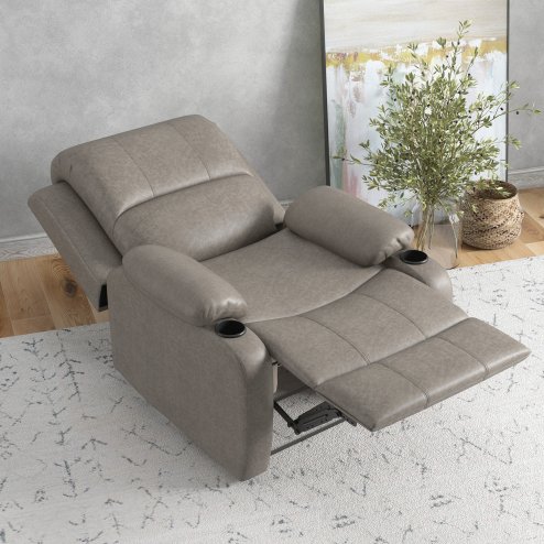 HOMCOM Recliner Chair, Microfibre Reclining Chair with Adjustable Leg Rest, Cup Holders, Recliner Armchair for Home Living Room, Brown
