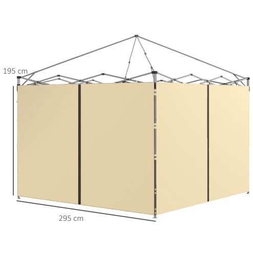 Outsunny Gazebo Side Panels with Zipped Doors, for 3x3 m or 3x6 m Pop Up Gazebo, 2 Pack Sides Replacement, Beige
