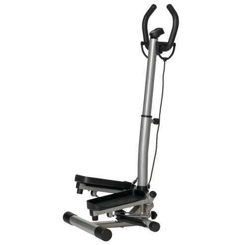 HOMCOM Adjustable Twist Stepper Aerobic Ab Exercise Fitness Workout Machine w/ LCD Screen, Height Adjust Handlebars for Home Gym, Silver and Black