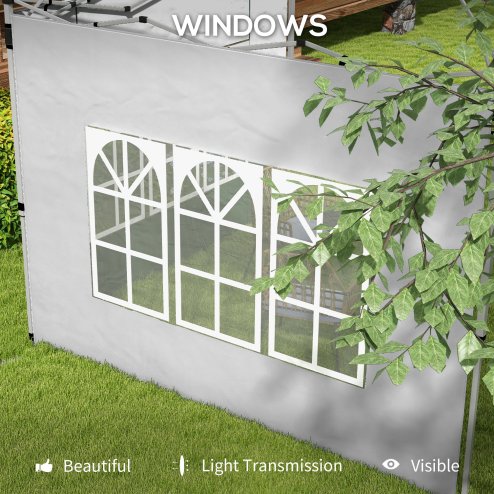 Outsunny Gazebo Side Panels with Window for 3x3(m) or 3x4m Pop Up Gazebo, 2 Pack Sides Replacement, Grey