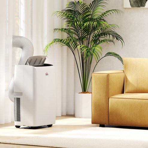 HOMCOM 14000 BTU Air Conditioning Unit, 3-in-1 Portable Air Conditioner, Dehumidifier, Cooling Fan with 24H Timer On/off, 2 Speeds, Remote Control, LED Display, 24H Timer, Window Venting Kit, 40m²