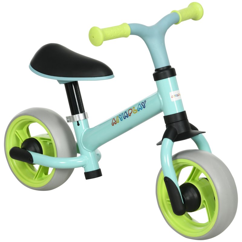 AIYAPLAY 8" Baby Balance Bike with Adjustable Seat, Lightweight Training Bike for Children with EVA Wheels, Easy Installation, No Pedals, for Ages 18-48 Months - Green
