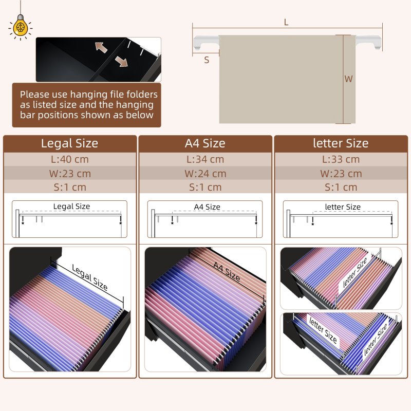 Vinsetto 3-Drawer Filing Cabinet with Lock, Mobile Steel File Cabinet for A4, Legal and Letter Size, Under Desk Drawers with Pre-Assembled Body for Home Office, 37 x 43.5 x 60 cm, Black