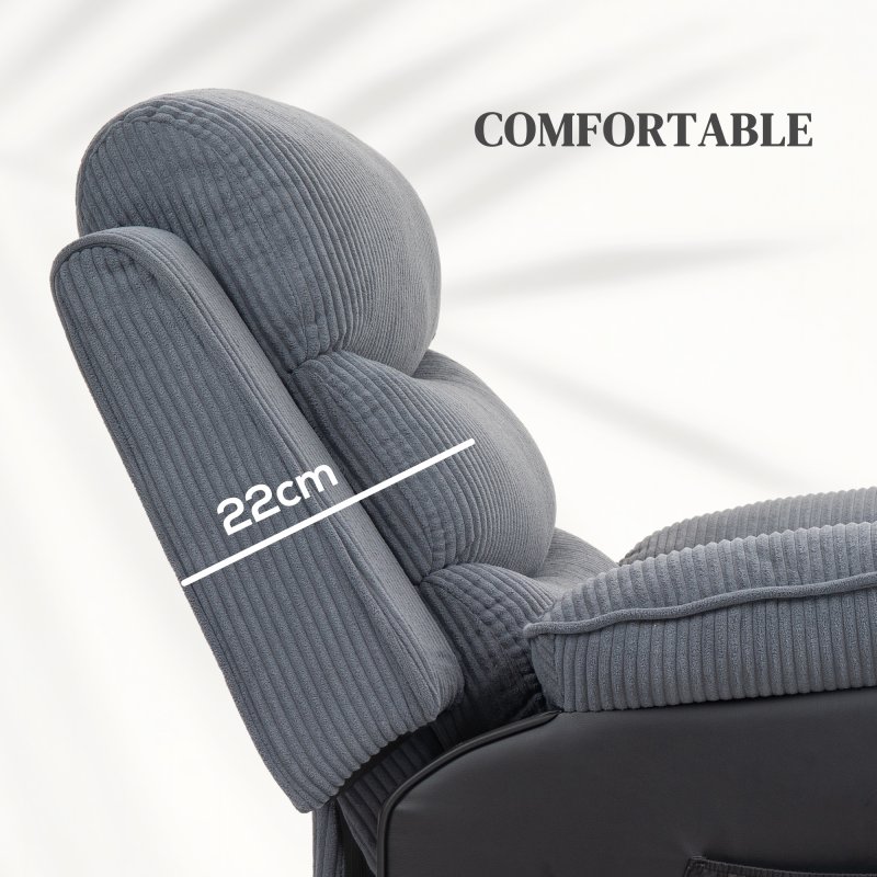 HOMCOM Power Lift Recliner Chair for Elderly, Patchwork Design Oversized Electric Riser and Recliner Armchair for Living Room with Remote Control, USB Port and 2 Side Pockets, Dark Grey