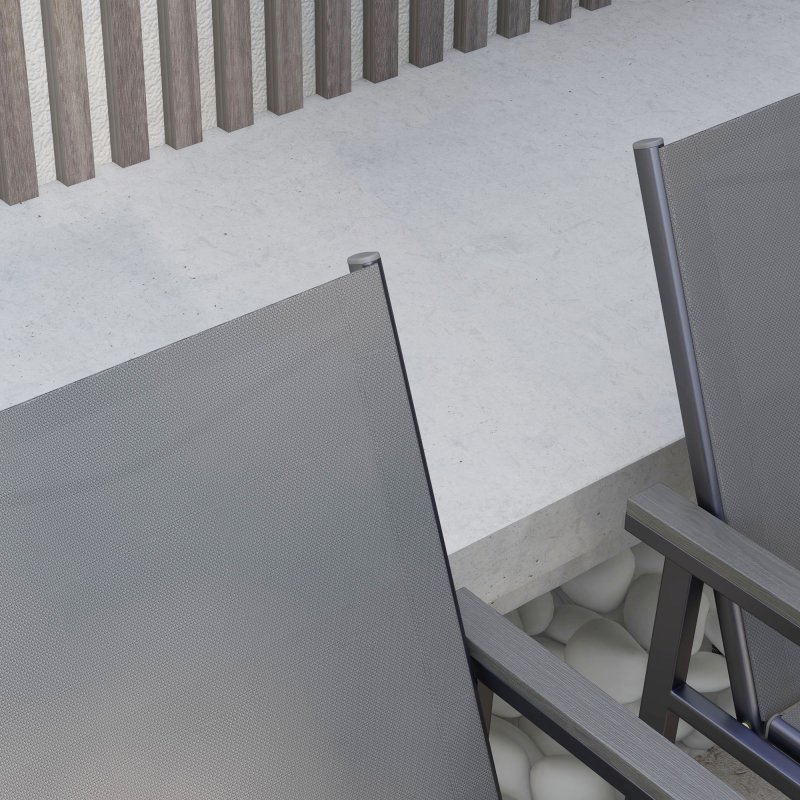 Outsunny 5 Pieces Garden Dining Set with Glass Top Dining Table, Outdoor Patio Table and 4 Armchairs with Texteline Fabric Seats and Backrest, Wood-plastic Composite Armrests Top, Grey