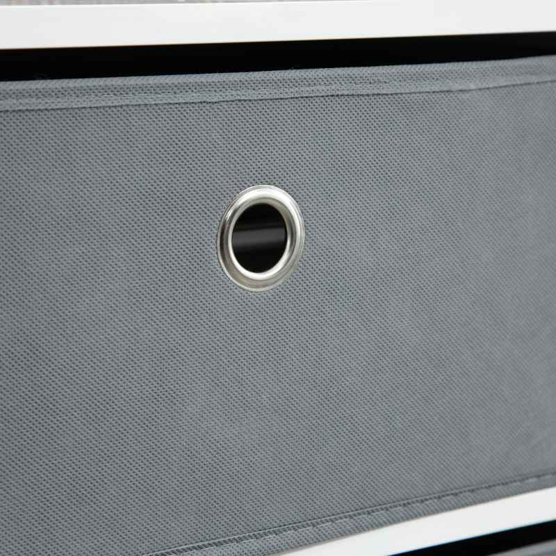 HOMCOM Chests of Drawer, Fabric Dresser Storage Cabinet with 6 Drawers for Bedroom, Living Room and Hallway, White and Grey
