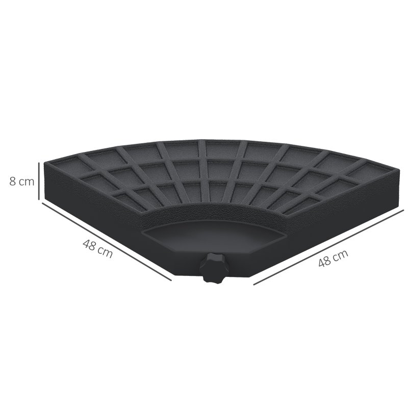 Outsunny 4 PCs 70KG Portable Round Parasol Base Umbrella Cross Stand Weights Holder Sand or Water Filled Outdoor Garden Patio Cantilever Cross Base Weight