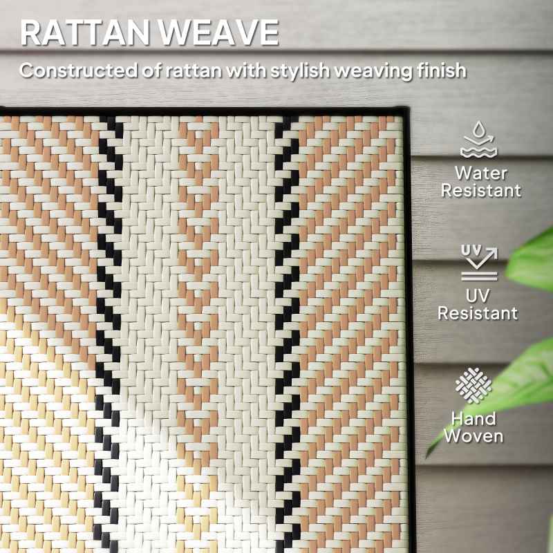 Outsunny Rattan Folding Chair Outdoor, 5-Position Adjustable Wicker Garden Dining Chair with High Backrest, Wide Armrest, for Patio, Terrace, Balcony, Orange