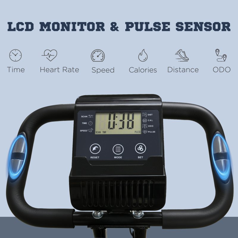 HOMCOM 2-in-1 Folding Exercise Bike, Foldable Stationary Bike with 8-Level Adjustable Magnetic Resistance, Arm Resistance Band, Pulse Sensor and LCD Monitor, Green