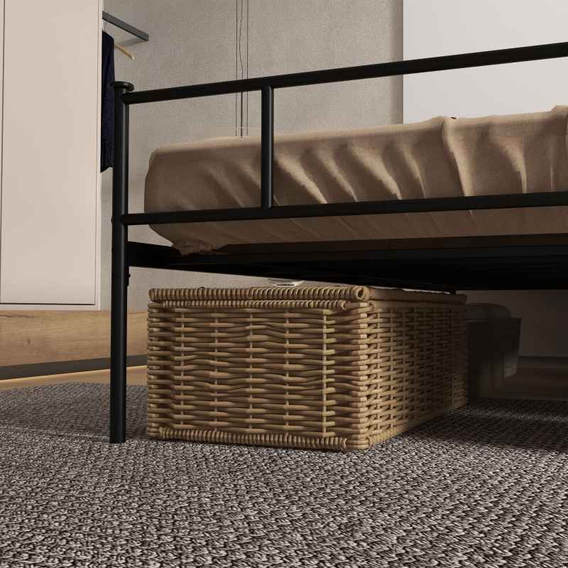 HOMCOM 5ft4 King Metal Bed Frame, Steel Bed Base with Headboard and Footboard, 31cm Under-bed Storage Space and Metal Slat Support for Bedroom, 165 x 211cm, Black