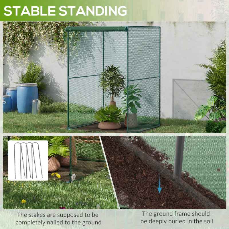 Outsunny Fruit Cage Bird Netting, Vegetable Plant Protection Tent with Zipped Door, Anti Bird, Insects, Small Animals, 1.2 x 1.2 x 1.8m, Dark Green