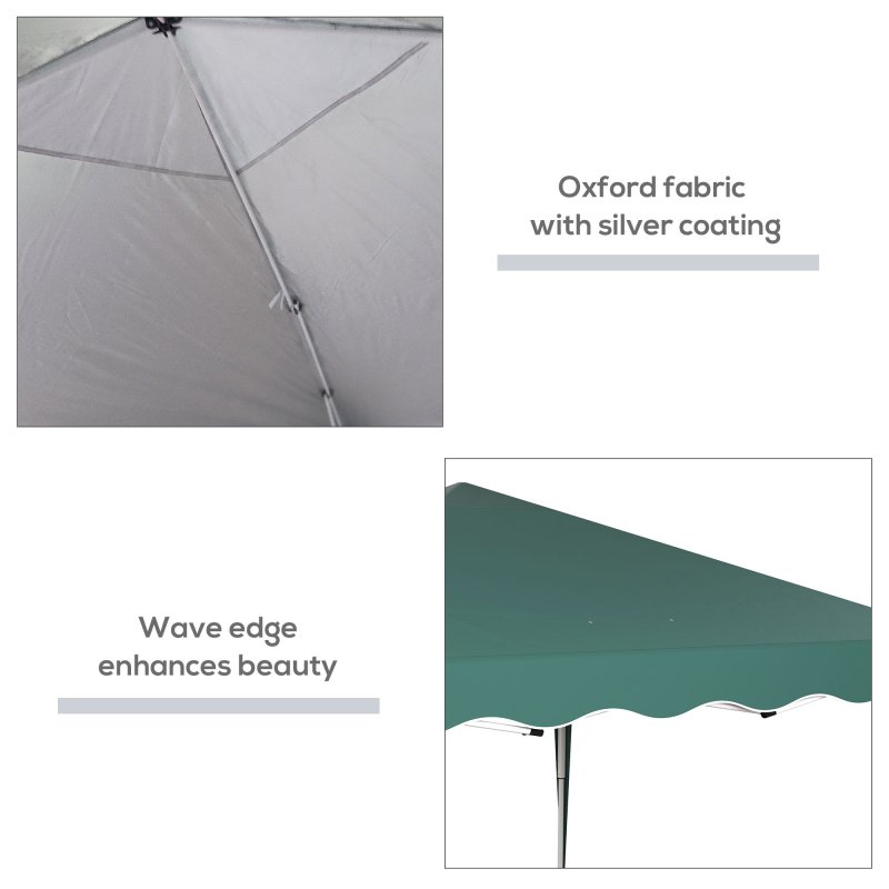 Outsunny 3x3(m) Pop Up Gazebo, Foldable Party Tent with Wave Edge and Carry Bag, Height Adjustable Festival Camping Canopy for Garden Outdoor, Green
