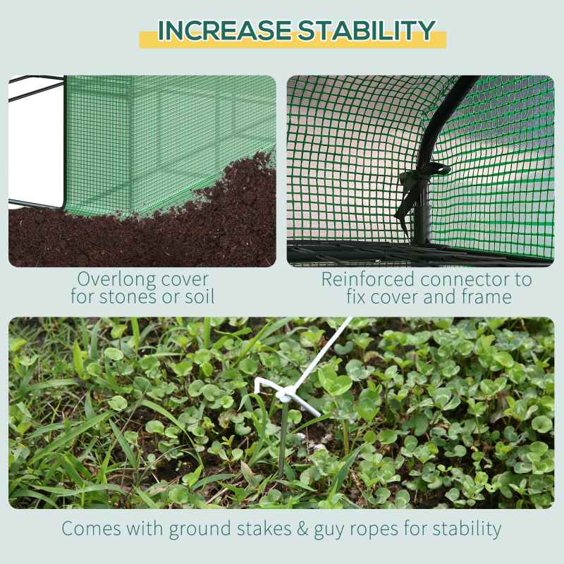 Outsunny Walk-in Greenhouse with 4 Tier 24 Shelves, Portable Grow House with Roll-up Zipped Door, 244 x 180 x 210cm, Green