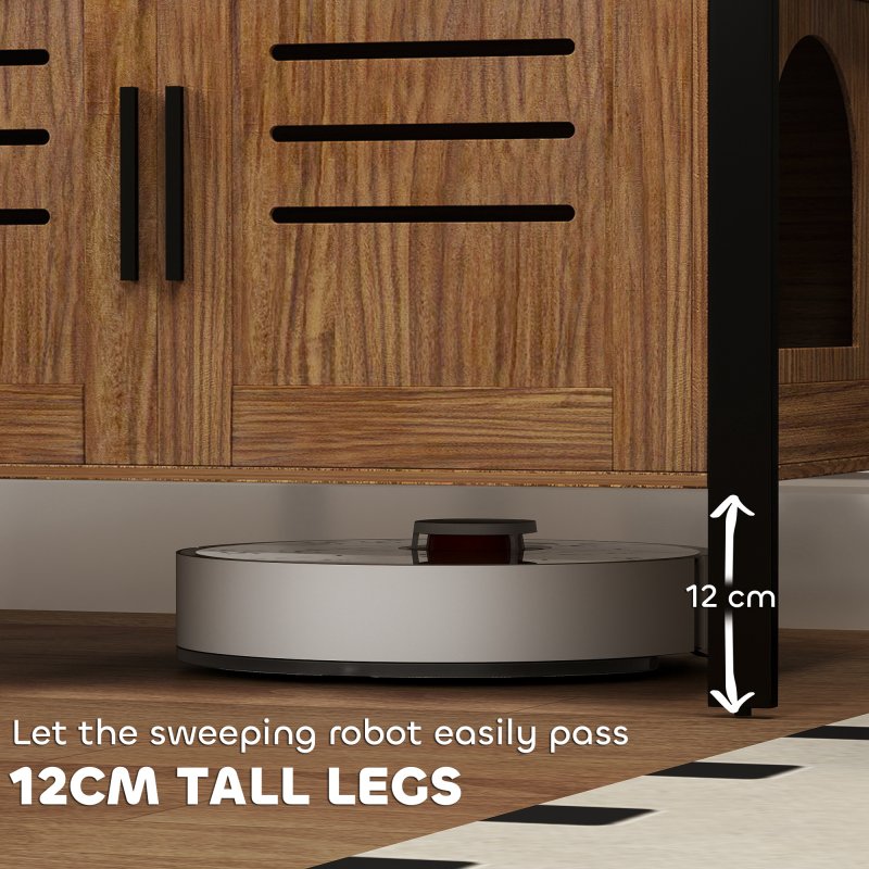 PawHut Cat Litter Box Enclosure, Hidden Litter Box Furniture Washroom with Tall Legs, Scratching Board, Double Doors, Ventilation Holes, Indoor Cat House Side End Table, 80 x 45 x 50 cm, Dark Brown