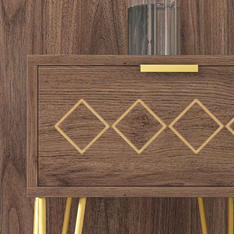 HOMCOM Bedside Table with Drawer, Wooden Nightstand, Modern Sofa Side Table with Gold Tone Metal Legs and Handles for Living Room, Bedroom, Easy Assembly, 40x41x 49cm, Brown
