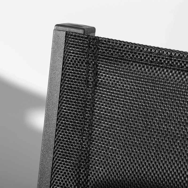 Outsunny 2 Pieces Garden Dining Chairs, Aluminium Outdoor Armchair for 2 with Breathable Mesh Fabric, Stackable Design, Black