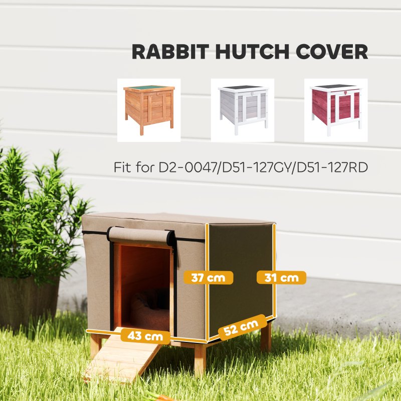 PawHut Rabbit Hutch Cover, Guinea Pig Hutch Cover, for Model X-D2-0047 & Similar Models, 43 x 52 x 37cm, Brown