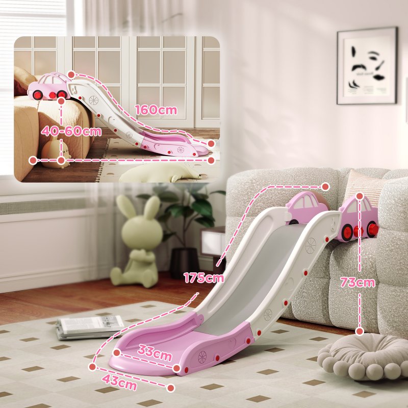 AIYAPLAY Kids Slide, Indoor Toddler Sofa Slide with Extended Length for Bed, Stairs, Easy to Assemble and Store, Pink
