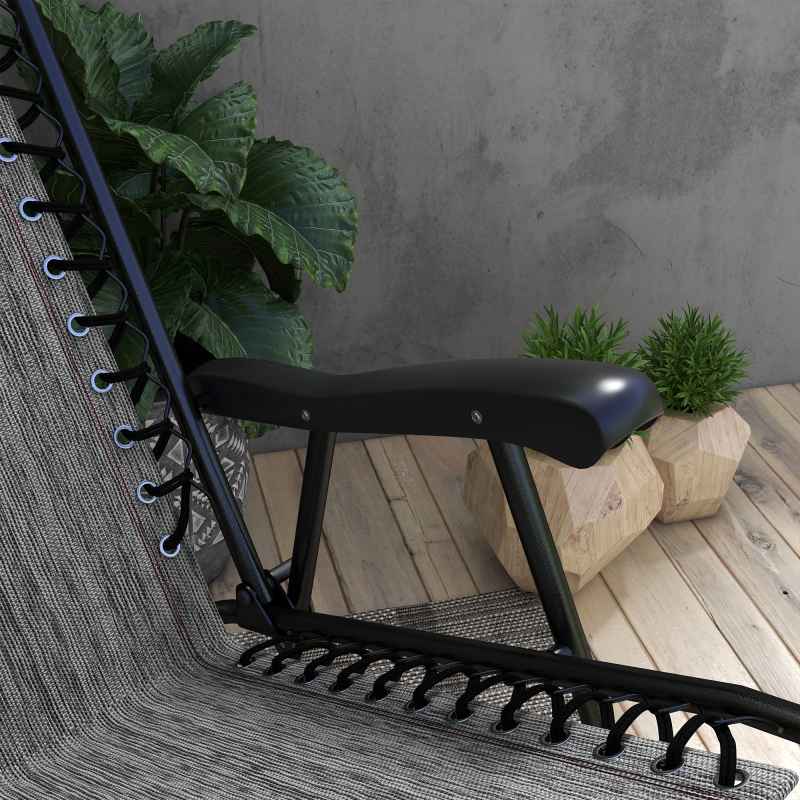 Outsunny Garden Rocking Chair Folding Outdoor Adjustable Rocker Zero-Gravity Seat with Headrest Camping Fishing Patio Deck, 95 x 64 x 106 cm - Grey