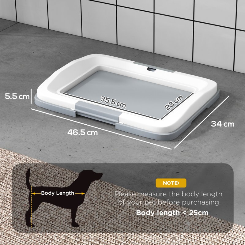 PawHut Dog Toilet Tray, Dog Litter Pee Pad Tray for Training Dogs, Dog Potty Tray Puppy Tray Pad Holder for Indoor, Balcony, Outdoor, 46.5 x 34 x 5.5cm