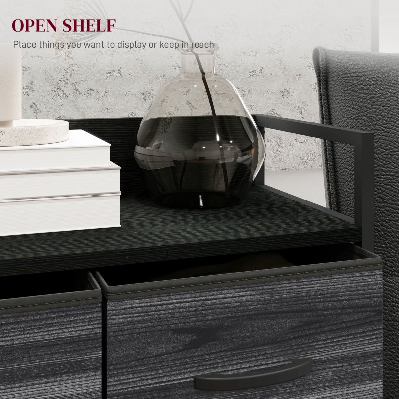 HOMCOM Bedroom Chest of Drawers, Fabric Dresser with 4 Drawers, Storage Organiser Unit with Open Shelf and Metal Frame for Living Room, Entryway