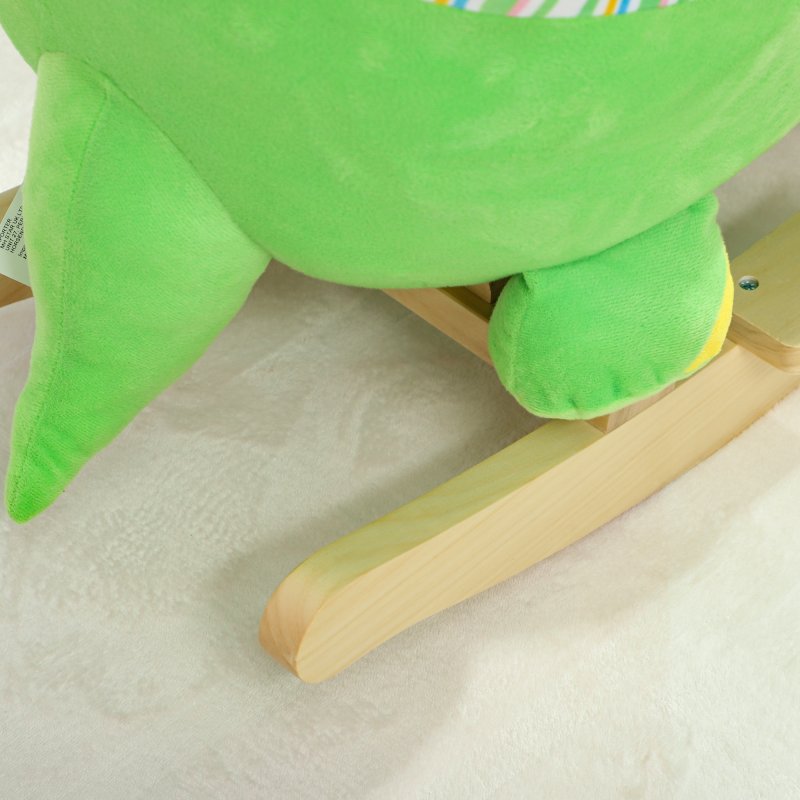 AIYAPLAY Rocking Animal, Dinosaur Themed Rocking Ride on with Animal Sounds, Safety Belt, Wooden Base, Pedal, for Toddlers 18-36 Months, Green
