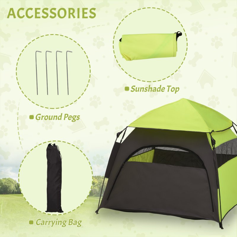 PawHut Foldable Dog Cat Tent, Portable Pet Playpen with Water-Resistant Oxford Cloth, Carry Bag, Exercise Tent for Extra Large Dog, Cat, Indoor Outdoor Use, Green