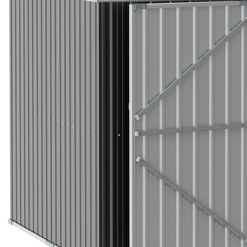 Outsunny 14 x 8ft Outdoor Garden Metal Storage Shed with Lockable Door, Tool Storage Box with Sloped Roof, 4 Windows and Floor Foundation for Backyard, Patio and Lawn - Grey
