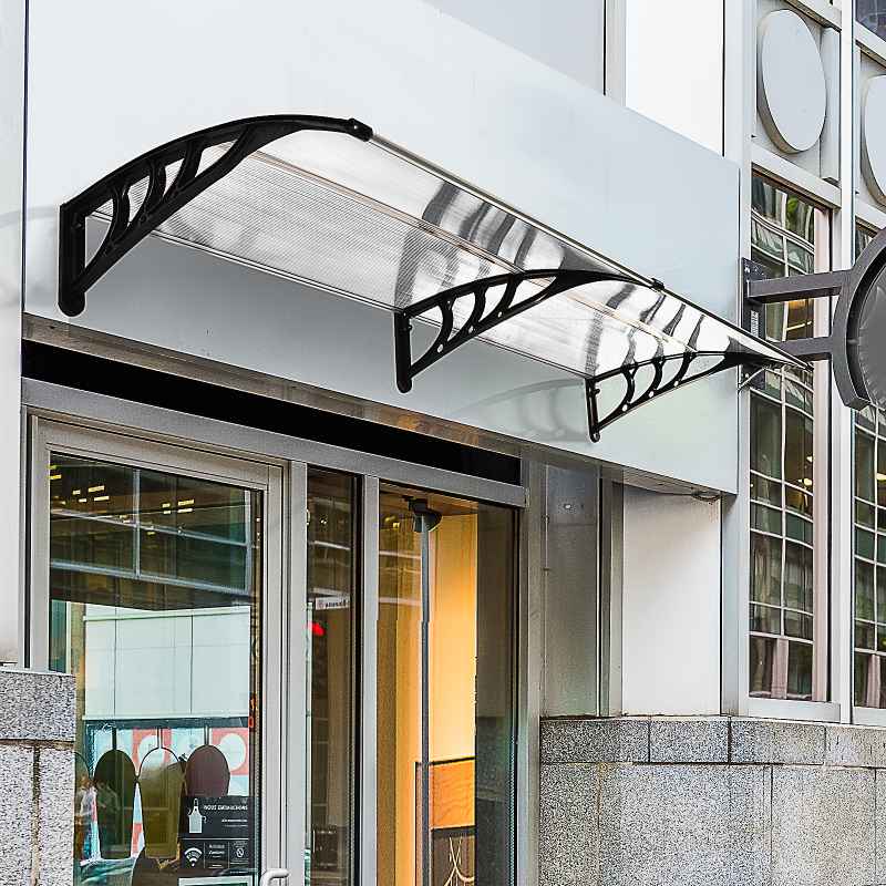 Outsunny Front Door Canopy, Waterproof Outdoor Awning, 75 x 195 cm Rain Shelter for Window, Porch and Front/Back Door, Clear