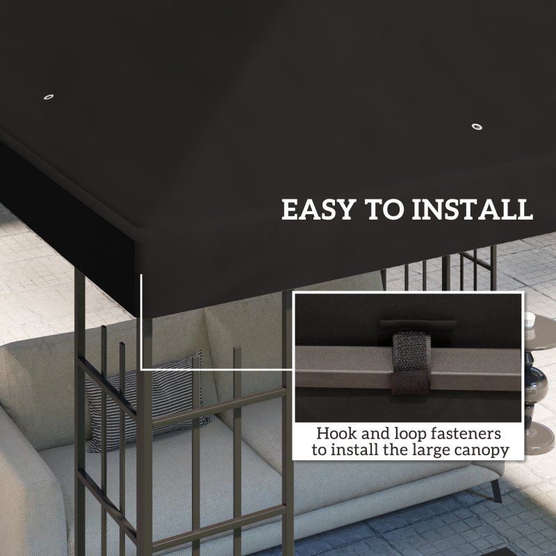 Outsunny 3 x 3(m) Gazebo Canopy Replacement Cover, Garden Gazebo Roof Replacement with Drain Holes, Water Resistant PVC Coating, 370g/ UPF30+, TOP COVER ONLY