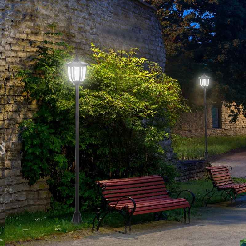 Outsunny Outdoor Garden Solar Post Lamp Sensor Light  LED Lantern Bollard Pathway Torch Light 1.77m Tall