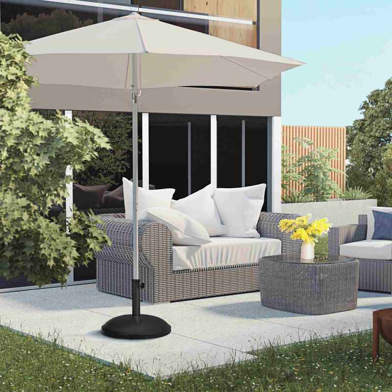 Outsunny 25 kg Parasol Base, Heavy Duty Concrete Patio Umbrella Stand with Adjustable Knob, 49 cm Round Garden Parasol Holder for 35 to 48 mm Poles, Black
