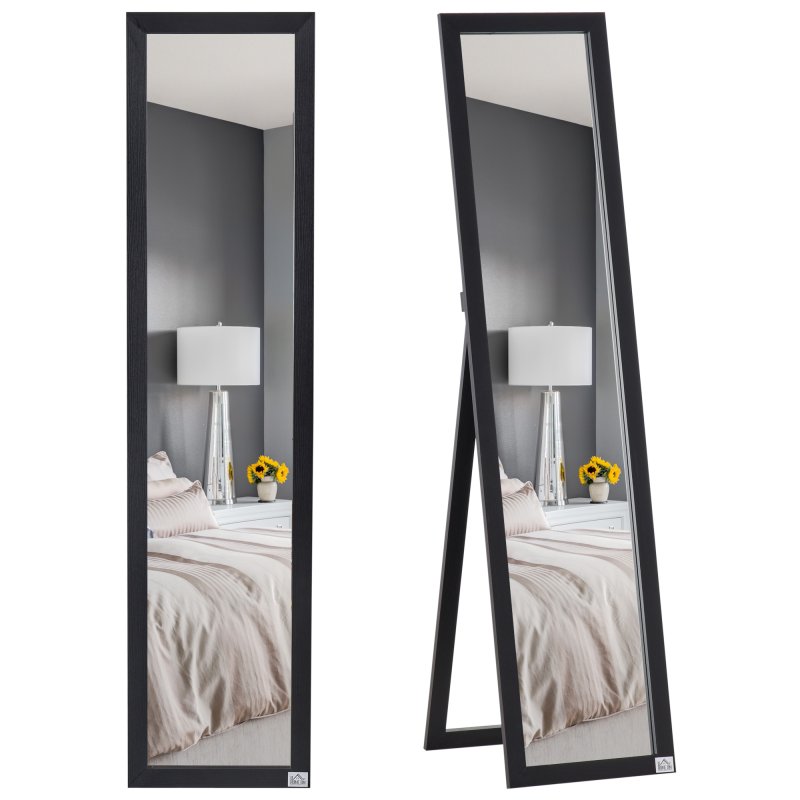 HOMCOM Full Length Mirror, Floor Standing or Wall-Mounted Long Mirror, Rectangular Full Body Mirror for Bedroom, Living Room, Black