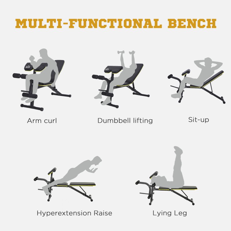 HOMCOM Multi-Functional Dumbbell Weight Bench Adjustable Sit-Up Stand for Home Gym