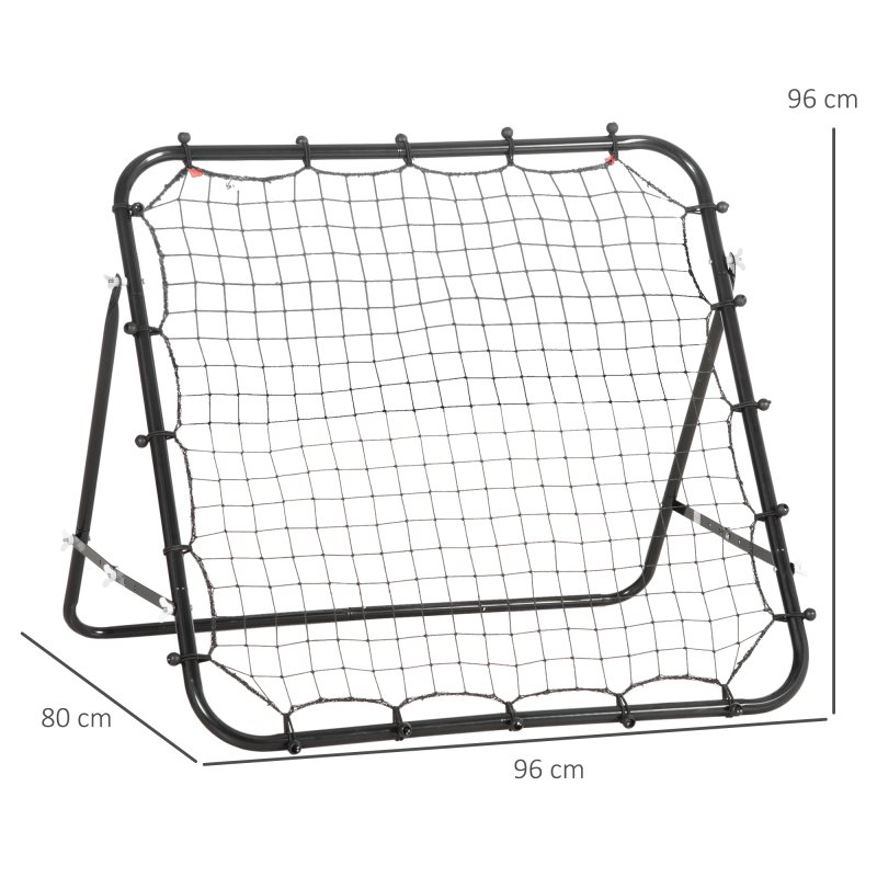 HOMCOM Rebounder Net Practise Kickback Target Goal with 5 Angles, for Teens, Adults, Softball, Football Training, Black