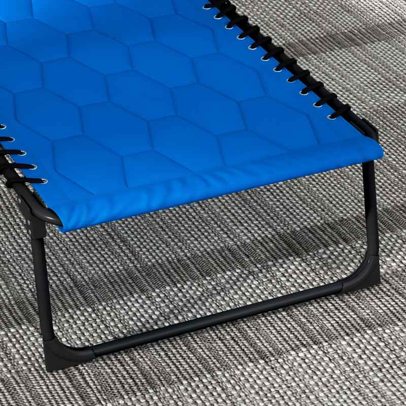 Outsunny 2 Piece Foldable Sun Lounger Set with 5-level Reclining Back, Outdoor Tanning Chairs Sun Loungers with Build-in Padded Seat, Side Pocket, Headrest for Beach, Patio, Blue