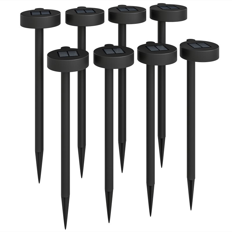 Outsunny Solar Lights Outdoor Garden Stake 8 Pack Pathway Lighting, Solar Stake Lights with Auto On/Off LED, IP44 Waterproof Plastic Outdoor Garden Lighting for Path, Patio and Landscape
