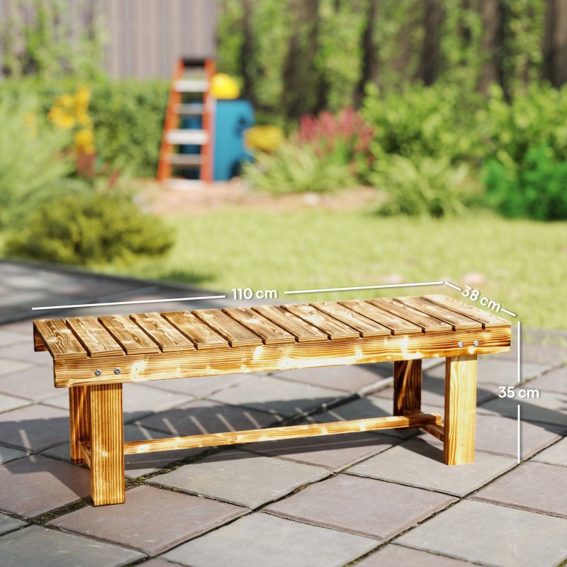 Outsunny 1 Piece 2-seater Outdoor Indoor Wooden Garden Bench Fir Patio Loveseat, 110L x 38W x 35Hcm, Carbonised