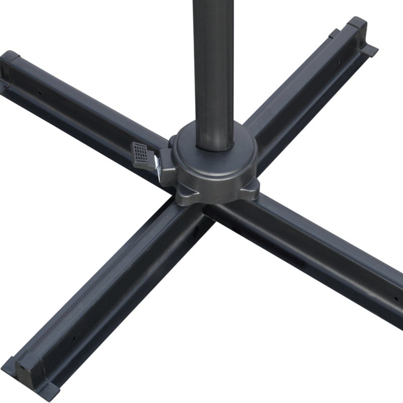 Outsunny 2.7 x 2.7 m Cantilever Parasol, Square Overhanging Umbrella with Cross Base, Crank Handle, Tilt, 360 Rotation and Aluminium Frame, Cream White
